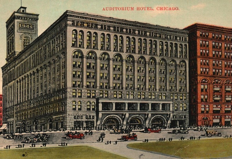 Vintage Postcard 1910's Auditorium Hotel Building Chicago Illinois Structure ILL