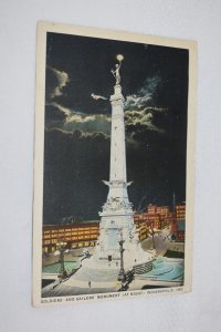 Soldiers' and Sailors' Monument at Night Indianapolis Indiana Postcard R-66312