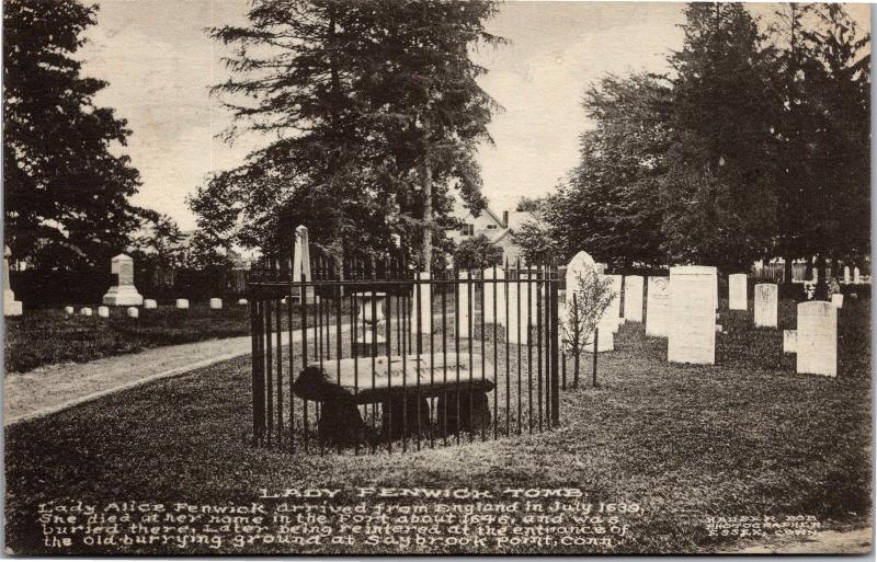 Lady Fenwick Tomb Cypress Cemetery Saybrook CT c1912 Vintage Postcard H13