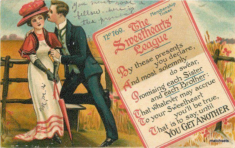 Artist impression C-1910 Romantic Sweethearts Membership postcard 7202