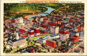 Aeroplane View Nashville Tennessee TN State Capitol Memorial Square Postcard VTG 