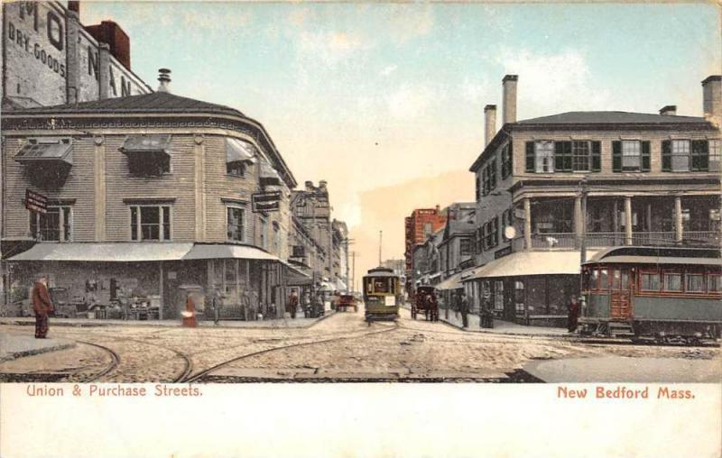 Massachusetts  New Bedford   Union and  Purchase Streets  , Trolleys