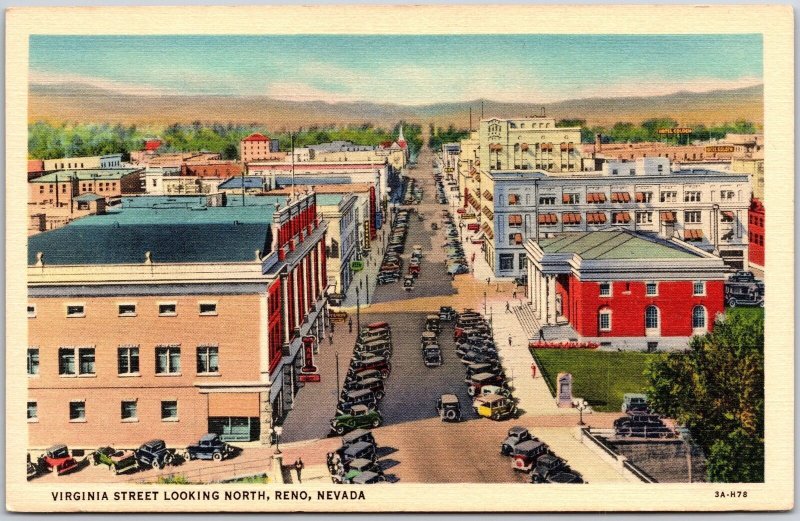 Virginia Street Looking North Reno Nevada NV Car Parking Building Postcard