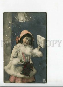 3169624 Winter X-MAS Girl w/ parcel POST 1913 old PHOTO GUDAUTA