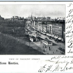 c1900s UDB Boston MA Tremont St Birds Eye Greetings Back Bay Station Cancel A102