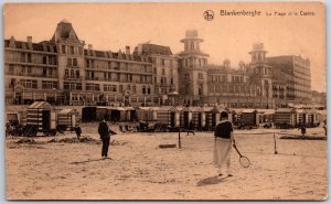 Blankenberge La Plage et le Casino Belgium Tennis Court Building Postcard