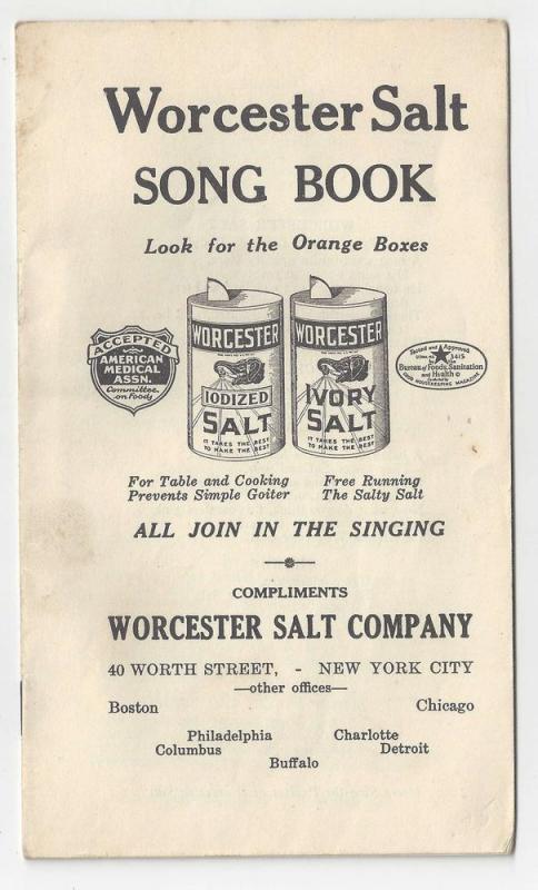 Worcester Salt Advertising Song Book All Join In The Singing