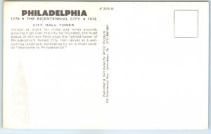 Postcard - City Hall Tower, Philadelphia, Pennsylvania, USA 