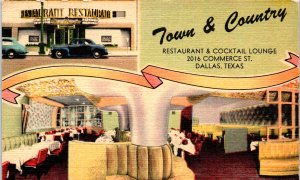 Dallas, Texas -Dine at the Town & Country Restaurant and Cocktail Lounge - 1940s