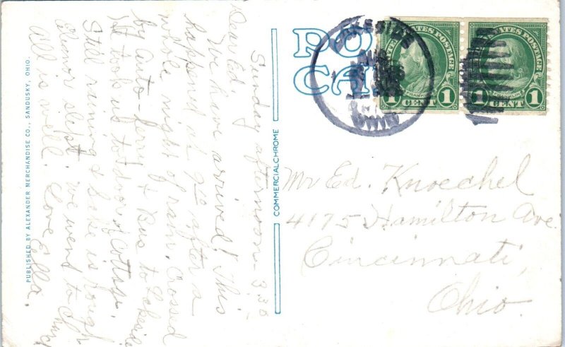 1920s Beach and Pavilion Lakeside Ohio Swimmers Postcard