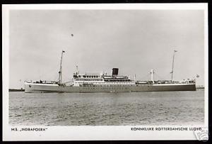 Royal Dutch Lloyd, M.S. Indrapoera (1940s) RPPC