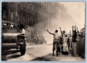 Paris France Postcard Armoured Motor Cars Driving Up c1940's RPPC Photo