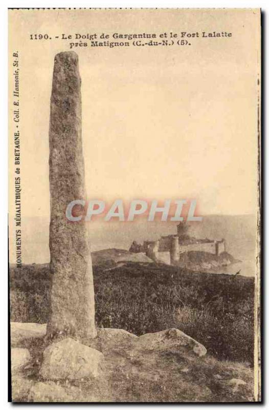 Old Postcard Dolmen Menhir The finger of Gargantua and the Fort-la-Latte near...