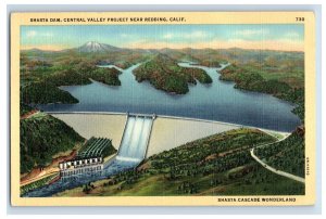 Vintage Shashta Dam, Centeral Valley Project Near Redding, Cali. Postcard P71E