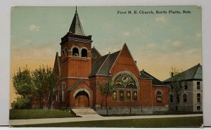 North Platte Nebraska First M.E. Church 1913 Postcard F20