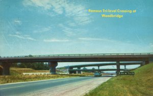 Vintage Postcard Tri-Level Viaducts Crossing Woodbridge Turnpike New Jersey NJ