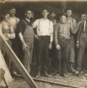 RPPC Men Railroad Mine Manufacturing Workers Postcard