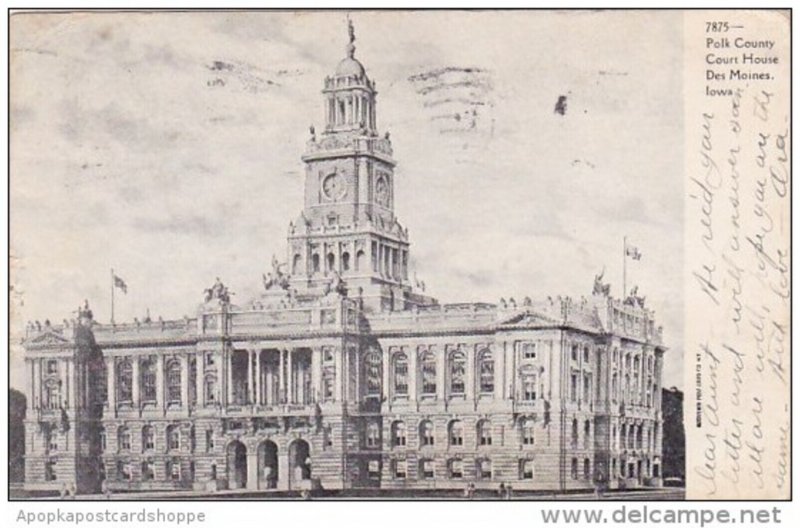 Iowa Des Moines Polk County Court House 1908