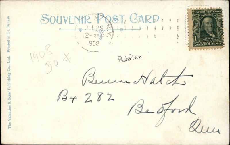 Malone New York NY Railroad Station Depot and Library c1910 Vintage Postcard