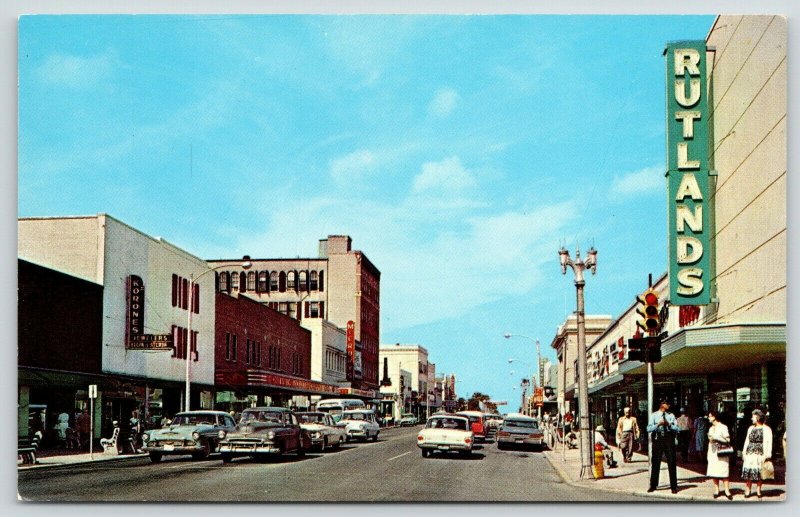 Clearwater FL~Downtown~Korones Jewelers~Old-Fashioned Street Lamps~Rutland~1960s 