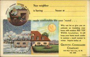 LINEN Griffiths Consumers Co Red Top Wool Insulation Card/Postcard