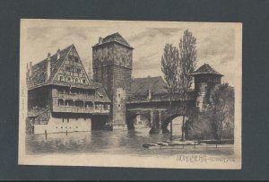 Post Card Ca 1907 Nurenberg Germany Antique Photoview Of Henkersteg UDB