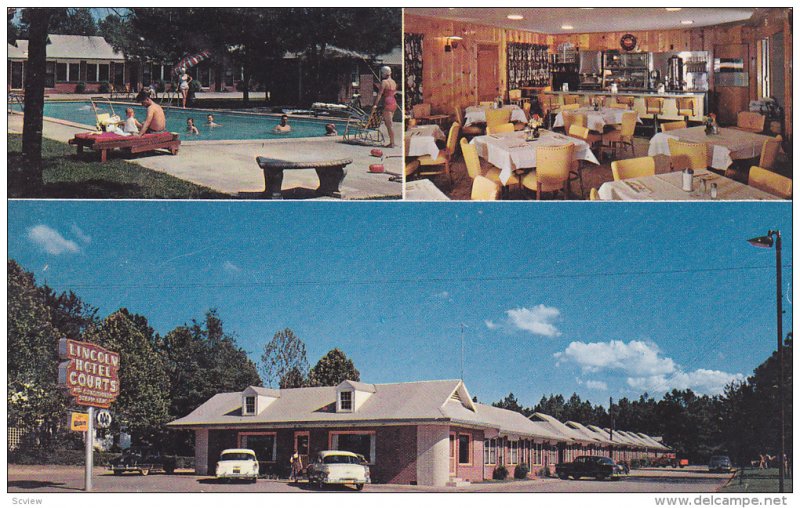 3-Views, Lincoln Hotel Courts, Swimming Pool & Dining Room, Ruston, Louisiana...