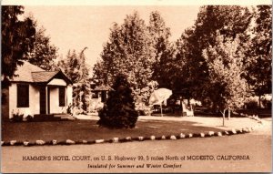 Postcard Hammer's Hotel Court U.S. Highway 99 in Modesto, California