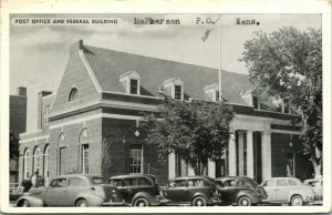 McPherson Kansas KS Post Office Federal Building Cars Silvercraft Postcard T13