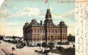 San Jose California 1907 Postcard City Hall San Mateo Cancel