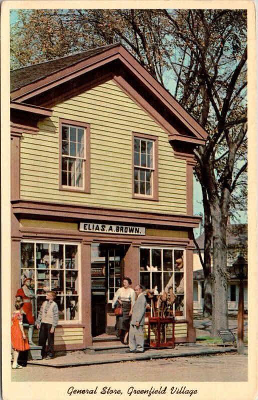 General Store Greenfield Village Dearborn Michigan MI Postcard PM Cancel WOB VTG 