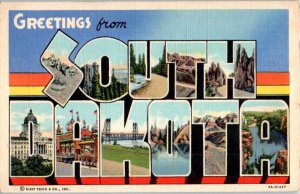 1939 Large Letter Greetings from South Dakota Postcard
