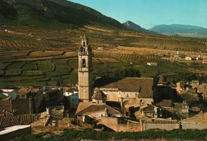 VINTAGE POSTCARD VIEW OF THE VILLAGE AND ROLLING HILLS OF BIAR ALICANTE SPAIN