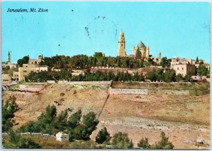 VINTAGE CONTINENTAL SIZE POSTCARD MOUNT ZION AT JERSUALEM ISRAEL POSTED 1988