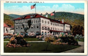 1931 Fort William Henry Hotel Lake George New York Garden Ground Posted Postcard