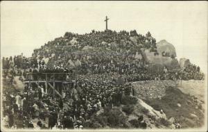 Riverside CA Mt. Rubidoux Crowded 1913 Easter Event USED Real Photo Postcard