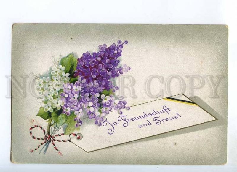 240659 Greeting LILAC Flowers Vintage WWI POST FELDPOST PC