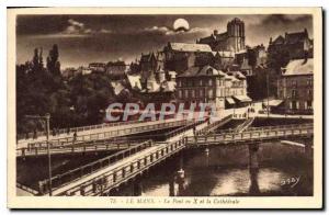 Old Postcard Le Mans Le Pont X and the Cathedral