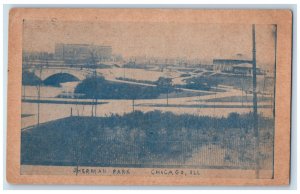 1909 View of Sherman Park Chicago Illinois IL Antique Posted Postcard 