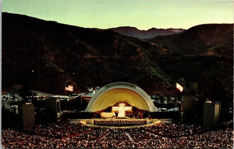 Hollywood Bowl California CA Easter Sunrise Service Postcard VTG UNP Mirro  