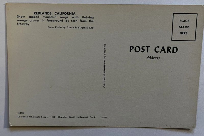Vintage Postcard Greetings from Redlands, California K2