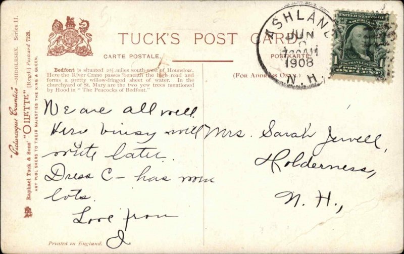 TUCK BEDFONT MIDDLESEX A/s Jotter Antique Postcard