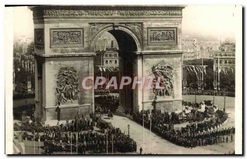 Old Postcard Paris Arc de Triomphe Army Defile