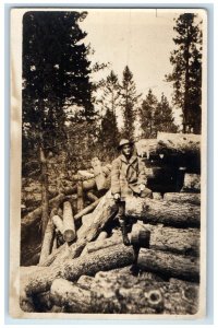 c1910's Men Saw Mill Logging Occupational RPPC Photo Unposted Antique Postcard