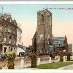 c1940s Harrogate England St Peter's Church Postcard Westminster Bank Street View