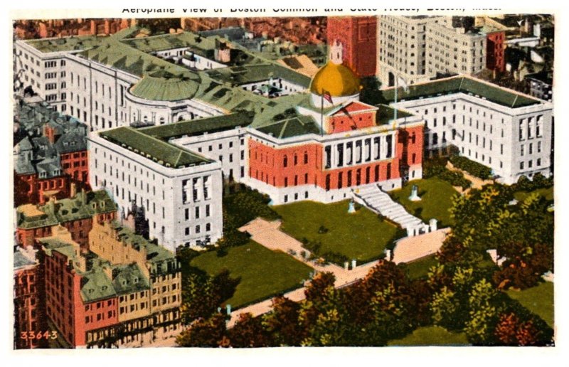 Massachusetts  Boston , Aerial view Boston Common and State House