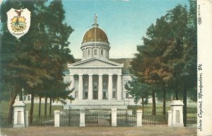 Montpelier Vermont State Capitol, State Seal 1909 Litho Postcard