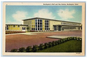 c1940 Exterior View Burlington Rail Bus Station Burlington Iowa Vintage Postcard