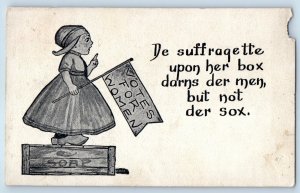 Dutch Girl With Flag Standing Upon Her Box Suffrage Women's Voting  Postcard