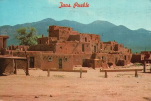 New Mexico NM, 1976  Taos Pueblo Building, Adobe Bldgs., Mesas, Vintage Postcard